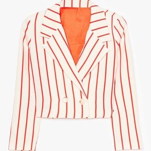 Nasty Gal / Daisy Street Cream & Orange Stripe Cropped Blazer, Small